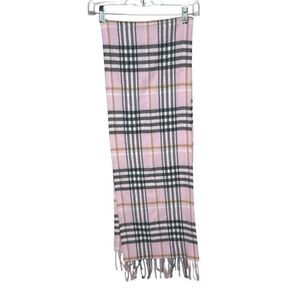 Cashmere Finished Firenza Italia Pink Plaid Women's Scarf. NWT.